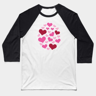 Hearts | Love | Pink | Oval | White Baseball T-Shirt